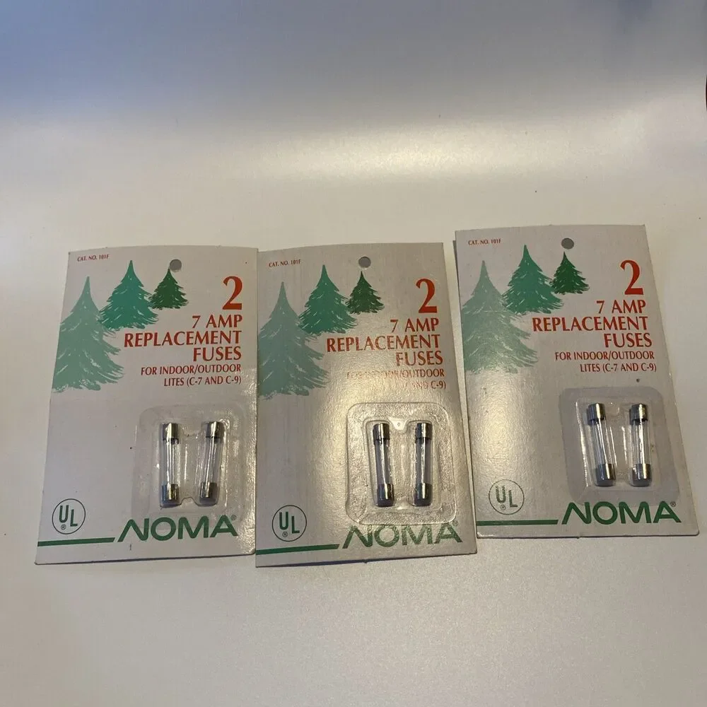Vintage NOMA 7 Amp Replacement Fuses 3 Packs With 2 Each New NOS For C-7 & C-9